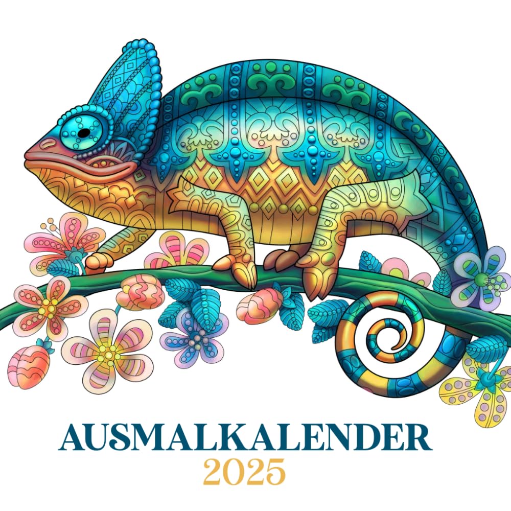 Ausmalkalender 2025: Kalender zum Ausmalen für Erwachsene mit wunderschönen und detailreichen Tiermotiven im Mandala Stil für jeden Monat (Malbuch Kalender 2025) book