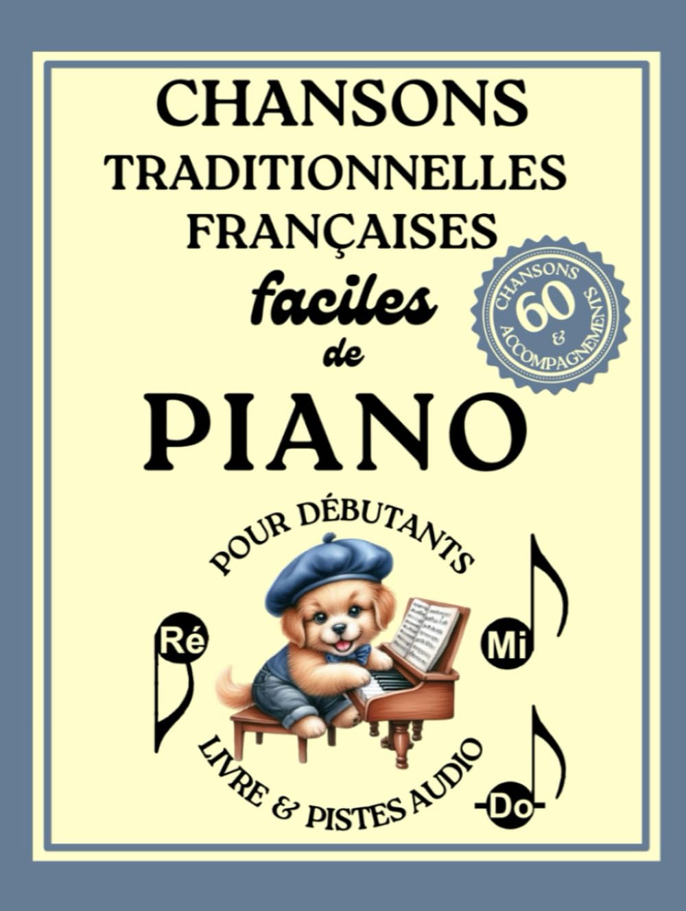 Chansons Traditionnelles Françaises Faciles de Piano pour Débutants (Livre & Pistes Audio): 60 Chansons Piano & Accompagnements en format à grandes notes avec les noms en lettres book