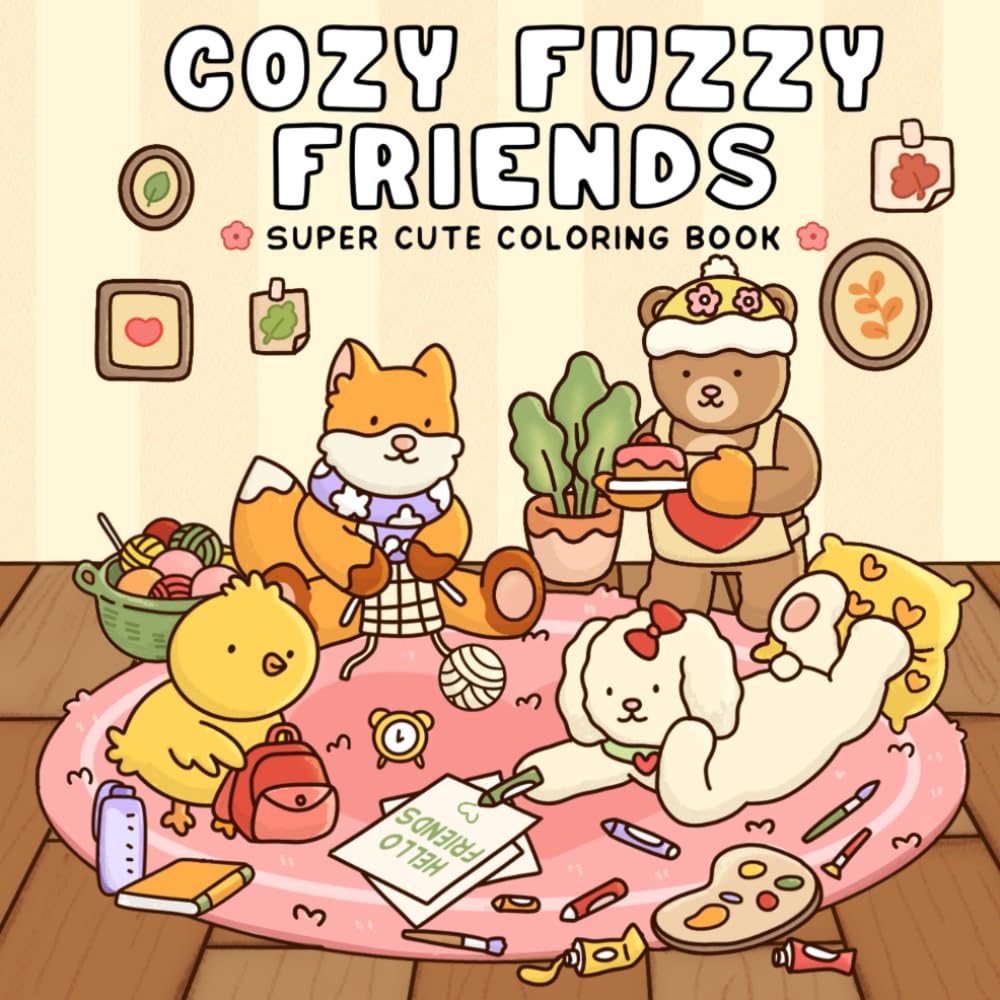 Cozy Fuzzy Friends: Coloring Book for Adults & Teens Featuring Super Cute Animal Characters in Hygge Inspired Scenes for Relaxation and Stress Relief. Photography