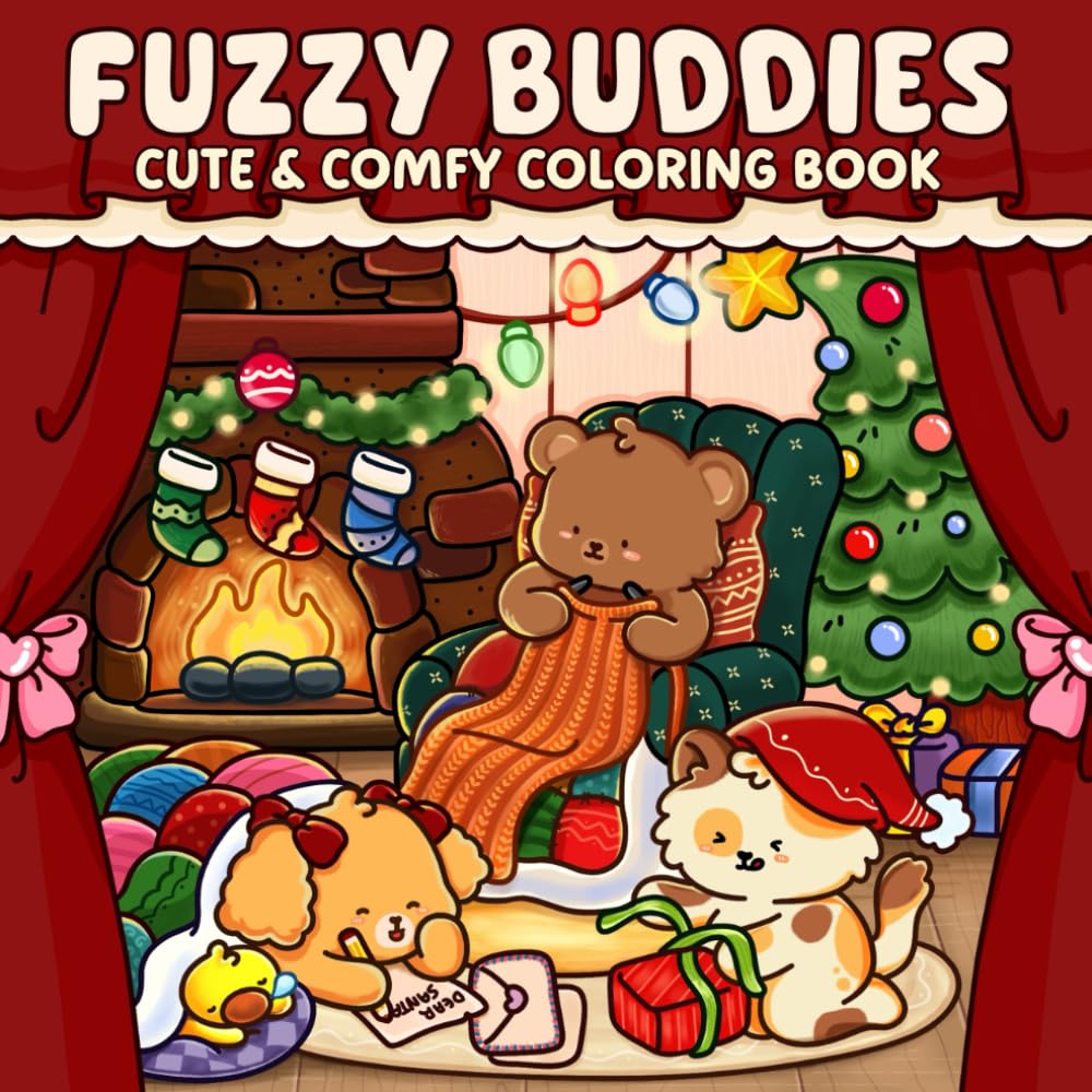 Fuzzy Buddies: Adorable and Relaxing Coloring Pages Featuring Cute Fuzzy Animals and Cozy Scenes for Teens and Adults Manga