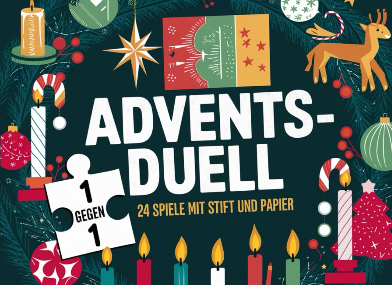 Adventsduell – 24 Spiele mit Stift und Papier: Täglich neue Rätsel und Duelle für die Vorweihnachtszeit I 1 gegen 1 I Interaktiver Adventskalender für 2 Spieler I Auch ideal als Geschenk geeignet Media & Communication