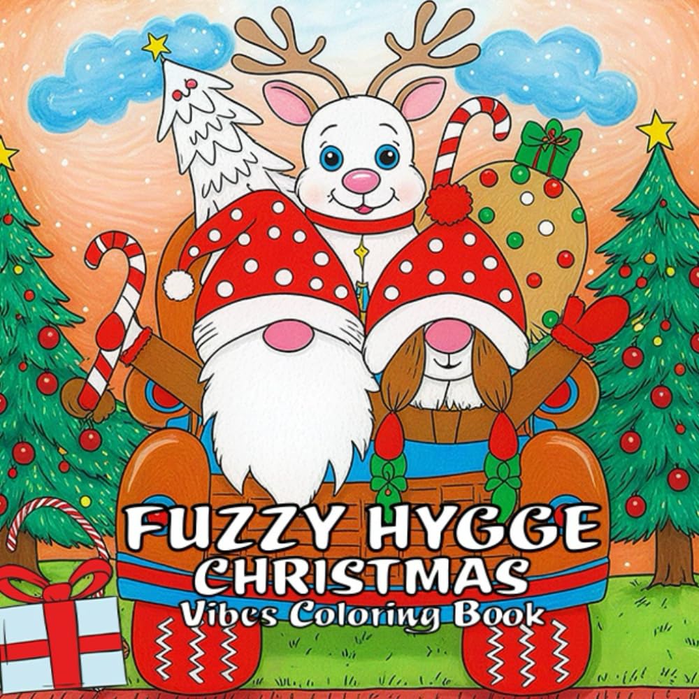 Fuzzy Hygge Christmas Vibes Coloring Book: For adults and teens adorable animal characters featuring Cozy Festive Holiday Winter Scenes Hobbies & Crafts