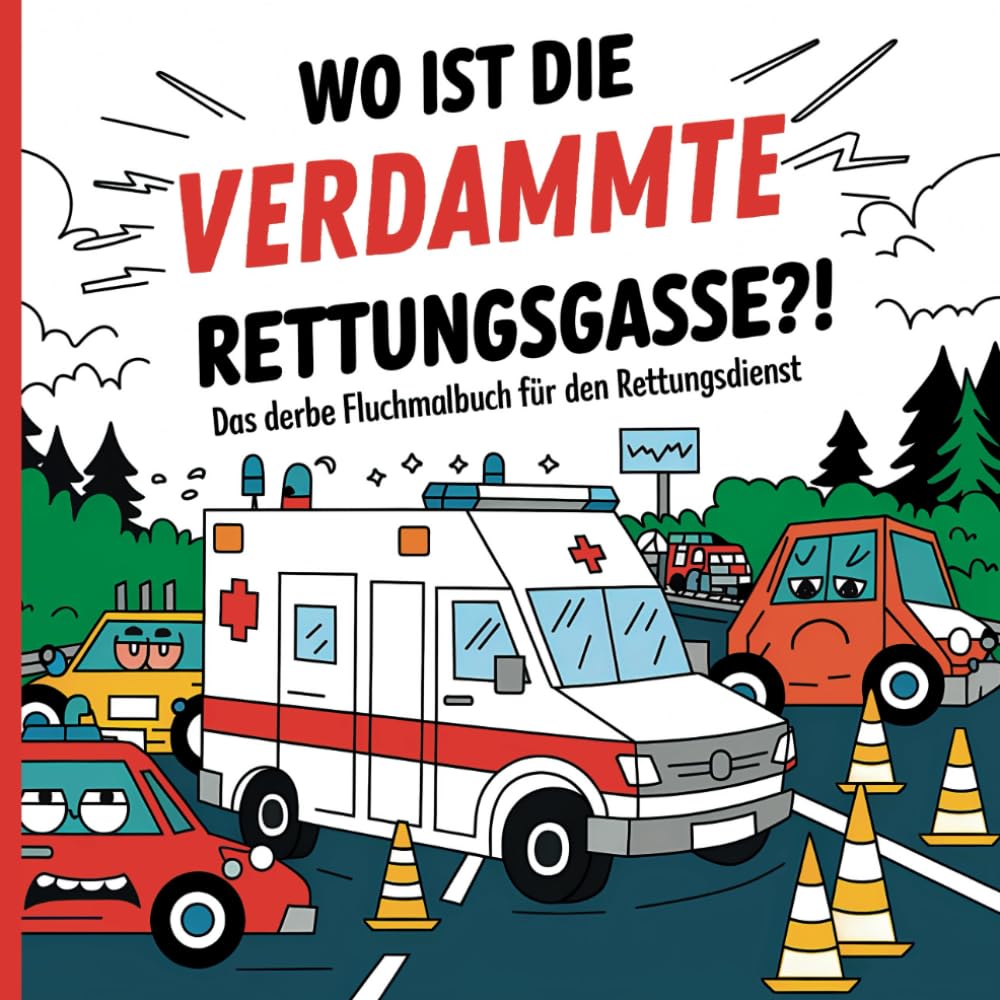 Wo ist die verdammte Rettungsgasse?! Das derbe Fluchmalbuch für den Rettungsdienst: Lustiges Schimpfwörter-Malbuch zur Entspannung und zum Stressabbau ... und Notfallsanitäter. Das witzige Geschenk. Medicine