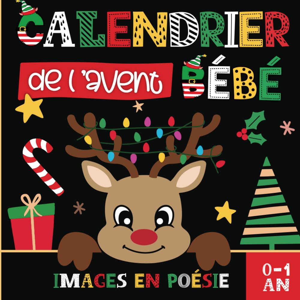Calendrier de l'avent bebe: Images contrastées en Noir et Blanc accompagnées de Poèmes et Poésie - Mon premier noel - Stimulation Visuelle et Éveil Sensoriel Enfant - de 0 à 1 an. book