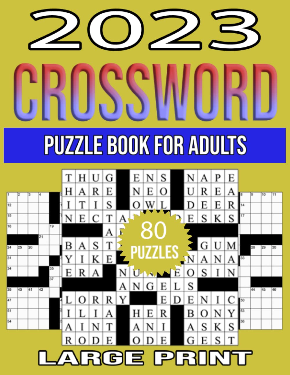 2023 CROSSWORD PUZZLE BOOK FOR ADULTS LARGE PRINT: Easy Puzzles Book For Adults, Seniors, Men And Women With Solution Leisure & Fun