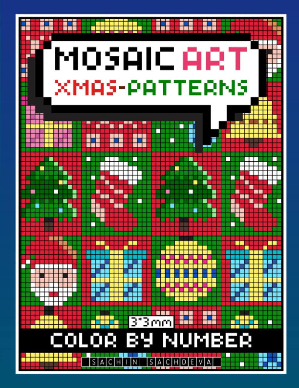 Mosaic Art Color By Number: Xmas Patterns Coloring Book for Adults Relaxation and Stress Relief with 3*3 mm sections Hobbies & Crafts