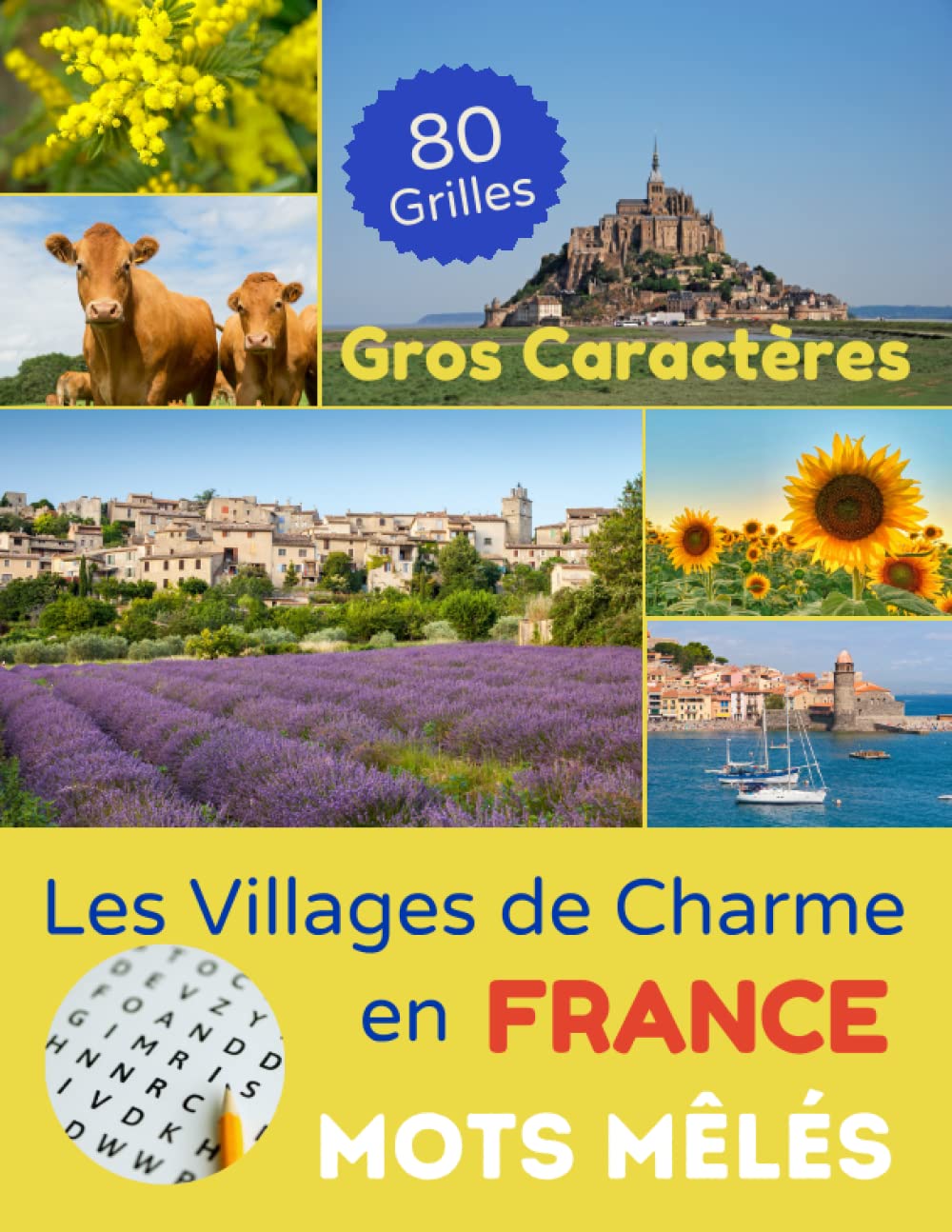 Mots Mêlés Gros caractères 80 grilles : Les Villages de Charme en France: Carnet de mots cachés adultes, 1 200 noms de villages et cités de caractère à retrouver en s'amusant ! Leisure & Fun