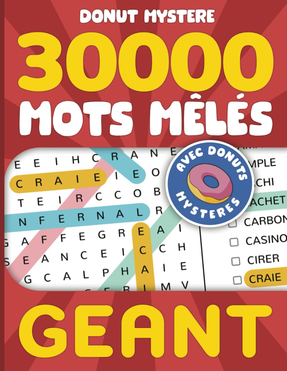Donut Mystère - 30000 Mots Mêlés: Géant - Avec Donuts Mystères Leisure & Fun