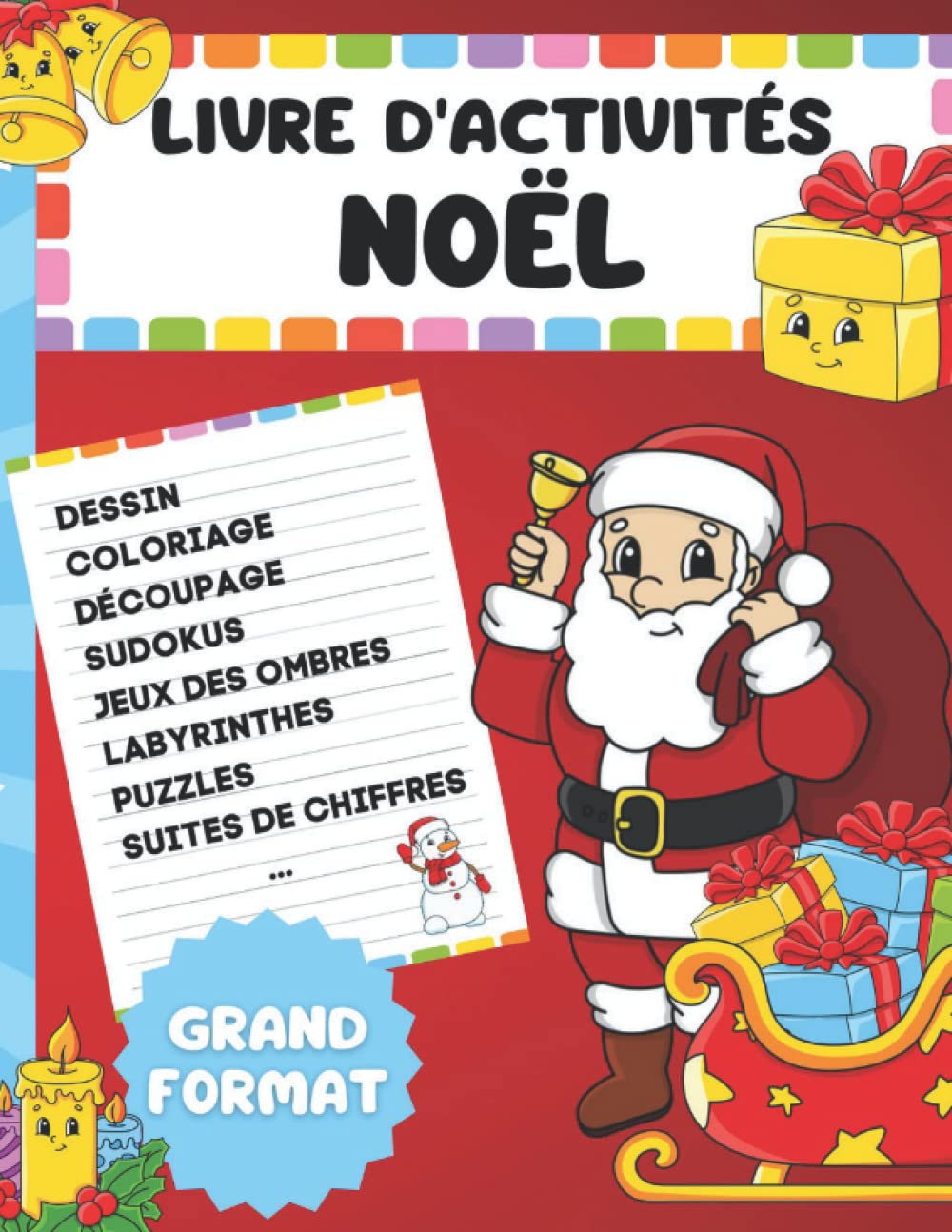 Livre d'activités de Noël - Grand format: Dessin, coloriage, découpage, sudokus, jeux des ombres, labyrinthes, puzzles, suites de chiffres ... book