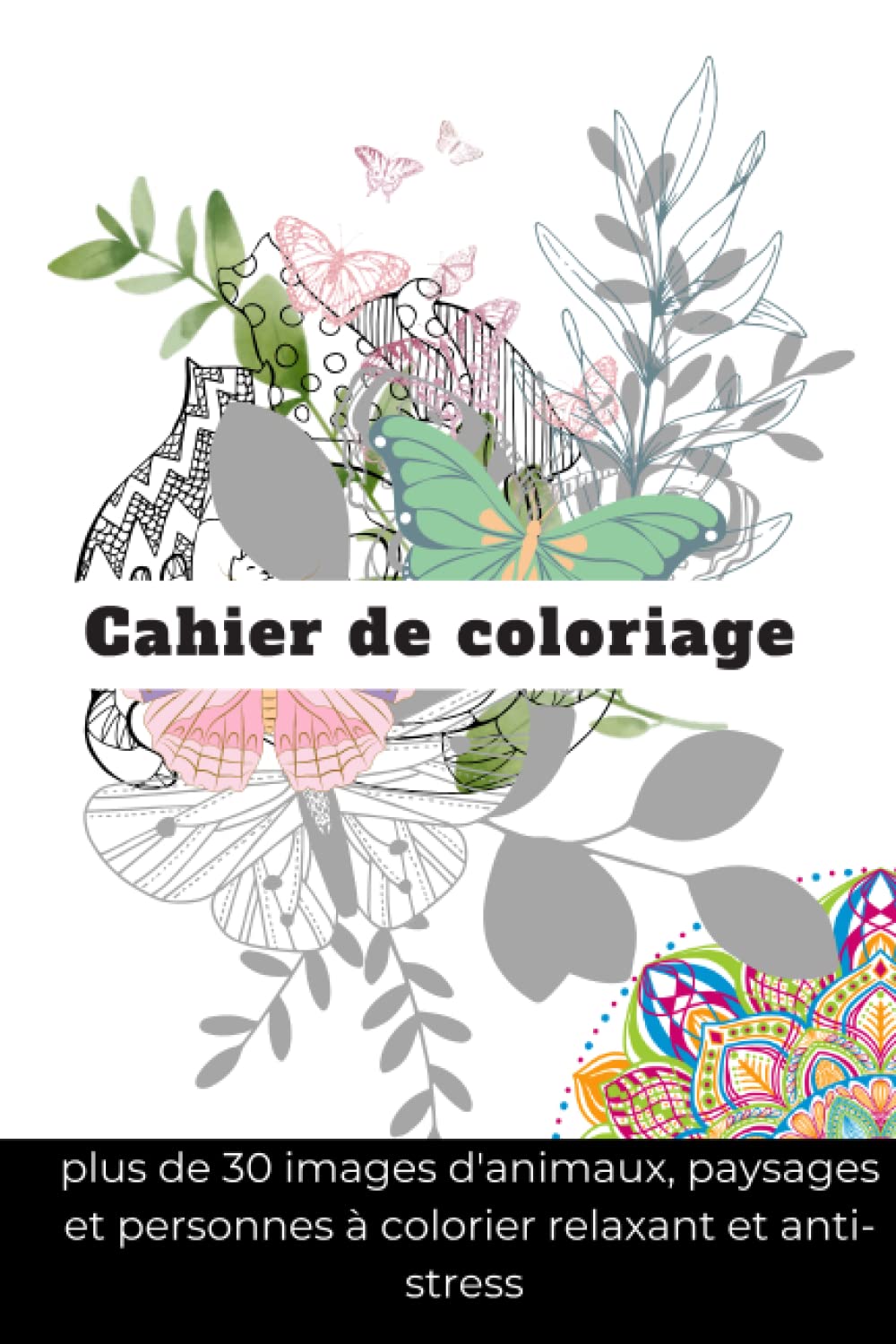 Cahier de coloriage pour adultes et adolescents: plus de 30 images d'animaux, paysages et personnes à colorier relaxant et anti-stress book