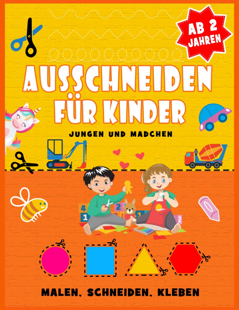 Ausschneiden für Kinder ab 2 Jahren: Der riesengroße Bastelspaß - Malen, Schneiden, Kleben, Basteln - Bastelbuch für Jungen und Mädchen - Ausschneidebuch ab 2 Jahren Contemporary literature Books