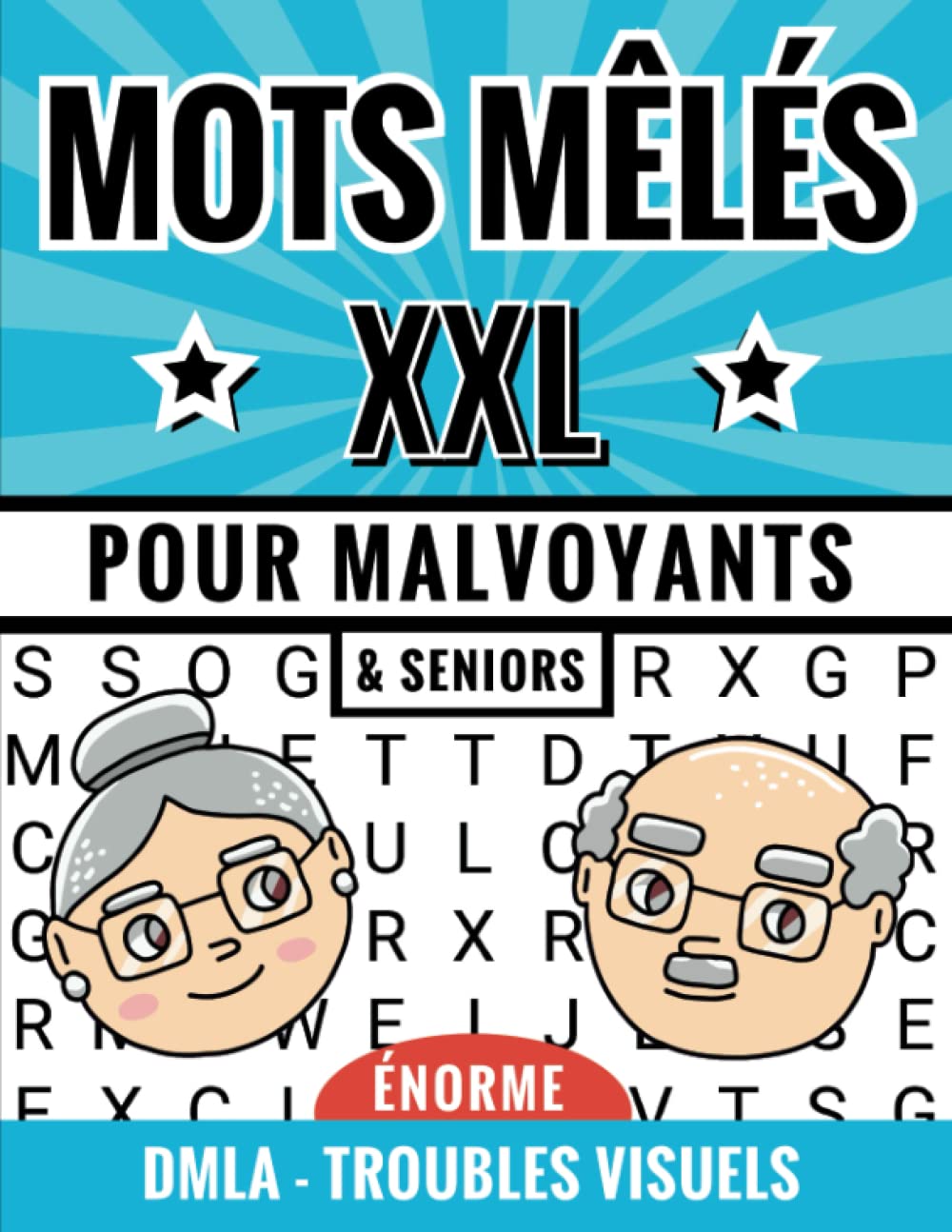 MOTS MÊLÉS POUR MALVOYANTS: Très gros caractères XXL pour DMLA, glaucomes, cataractes, ou souffrant de problèmes de vues | jeux mots meles géant pour ... grilles puzzles | cadeau pour malvoyant Leisure & Fun