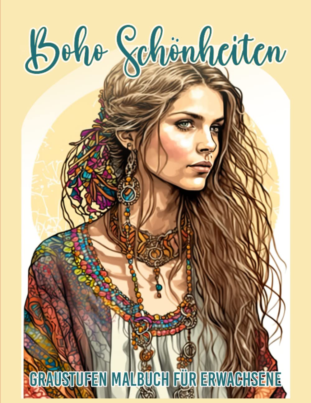 Boho Schönheiten, Graustufen Malbuch für Erwachsene und fortgeschrittene Künstler: Entspannen Sie sich, finden Sie Ruhe und Inspiration mit Porträts ... Bohemien-Kultur, Kleidung und Frisur Film, Art & Culture