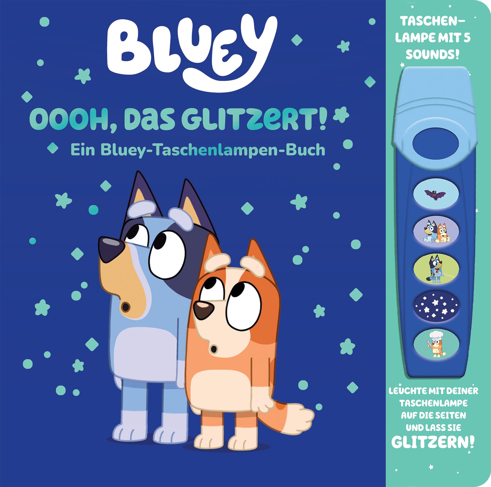 Bluey - Oooh, das glitzert! - Interaktives Taschenlampen-Soundbuch mit 5 Geräuschen und Glitzerseiten Children's books