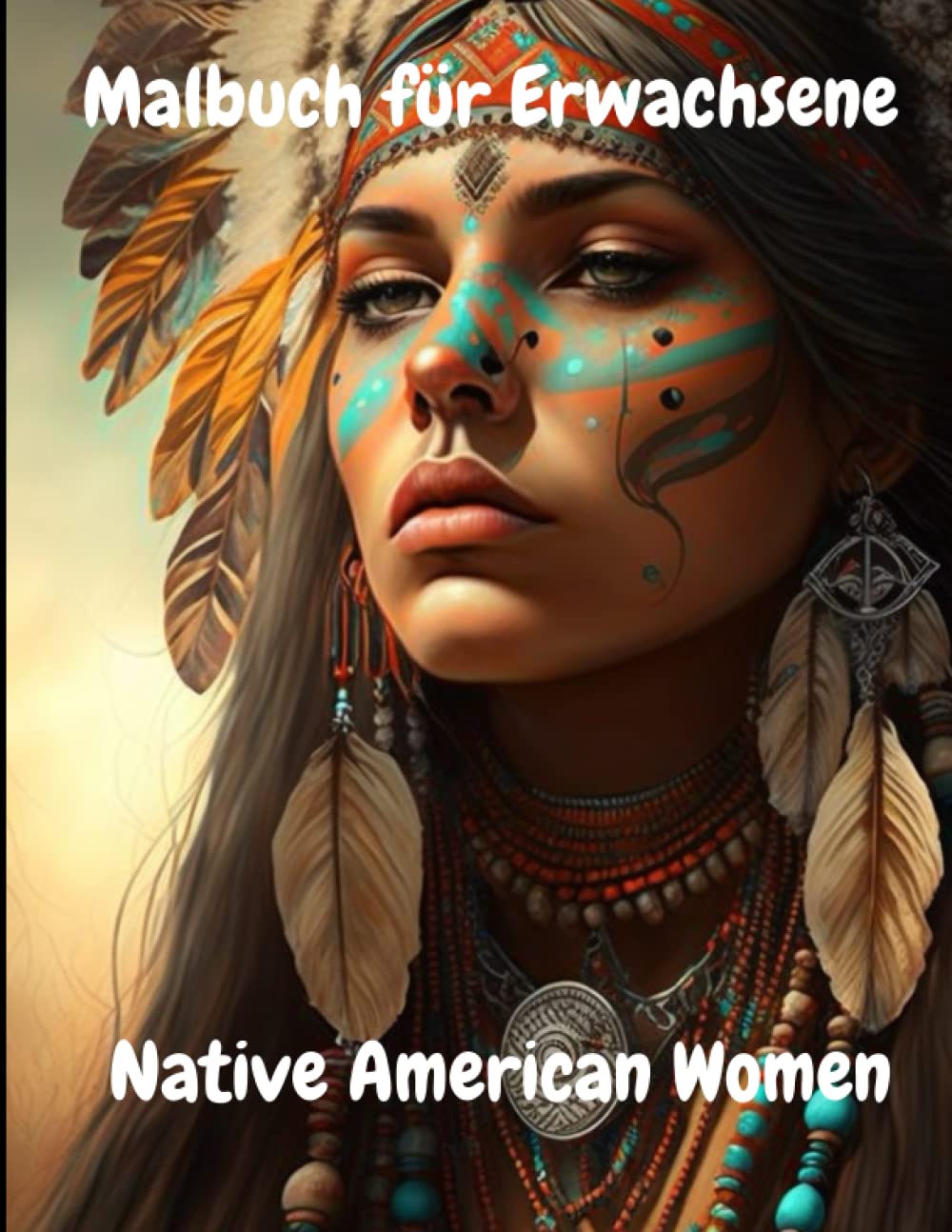Malbuch für Erwachsene: Native American Woman / 51 Bilder zum Ausmalen für Kreativität und Entspannung / schöne Frauen / Amerika USA Manga