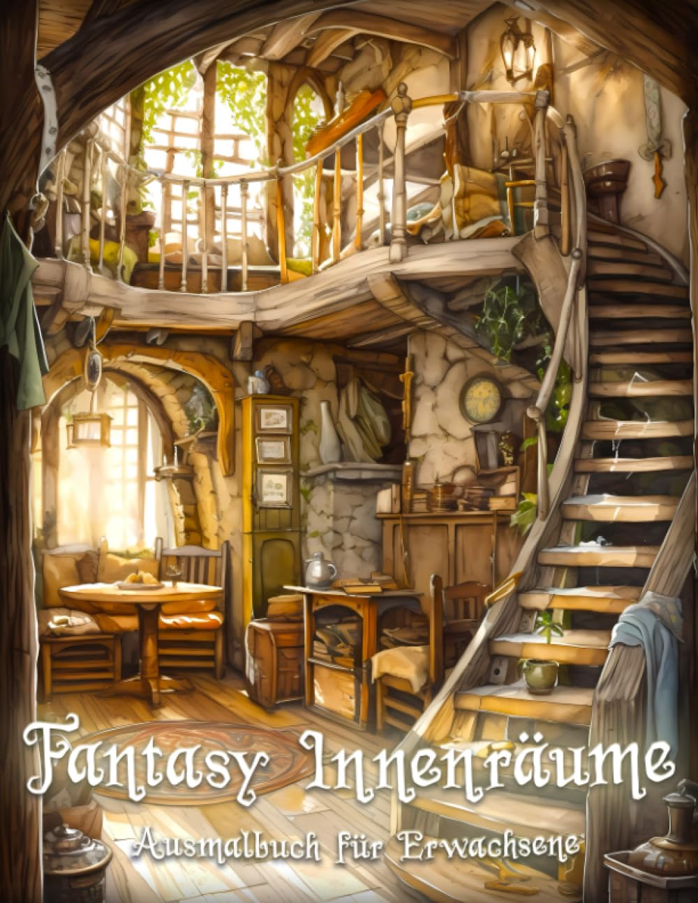 Fantasy Innenräume: Ein entspannendes Ausmalbuch für Erwachsene mit Innenräumen von Feenhäuschen, Gnomenhäusern und Schlössern book