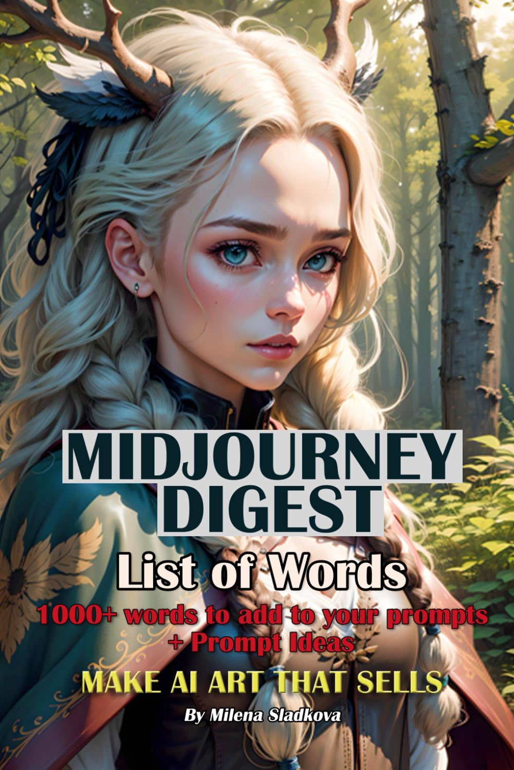 MIDJOURNEY DIGEST: Make AI Art That Sells: List of Words 1000+ words to add to your prompts + Prompt Ideas Reference Books