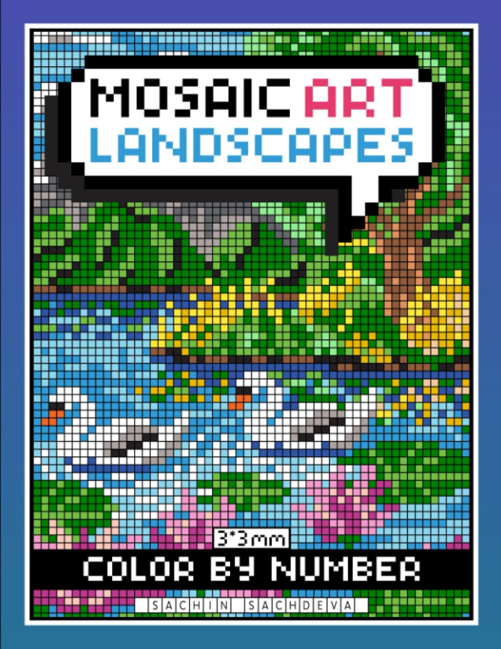 Mosaic Art Color By Number: Landscapes Coloring Book for Adults Relaxation and Stress Relief with 3*3 mm sections Film, Art & Culture