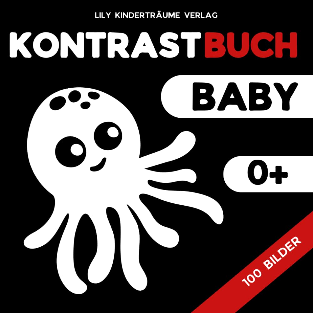 Kontrastbuch Baby: Einzigartiges Buch mit Wunderschönen Schwarz Weiß Kontrastkarten, Kontrast Montessori Spielzeug ab 0 Monaten Education & Training