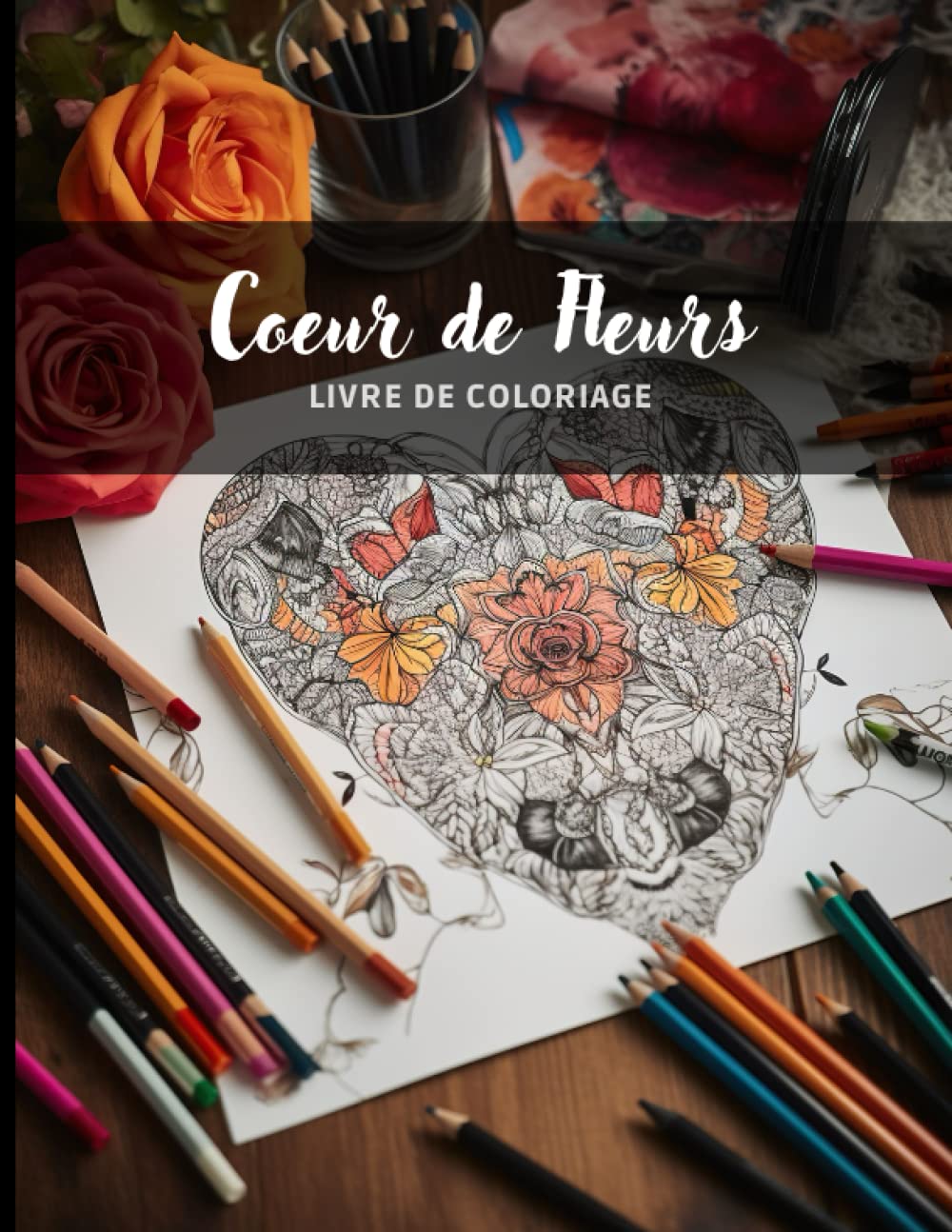 Coeur de fleurs - Livre de Coloriage anti-stress pour Adultes: Magnifiques fleurs à Colorier book