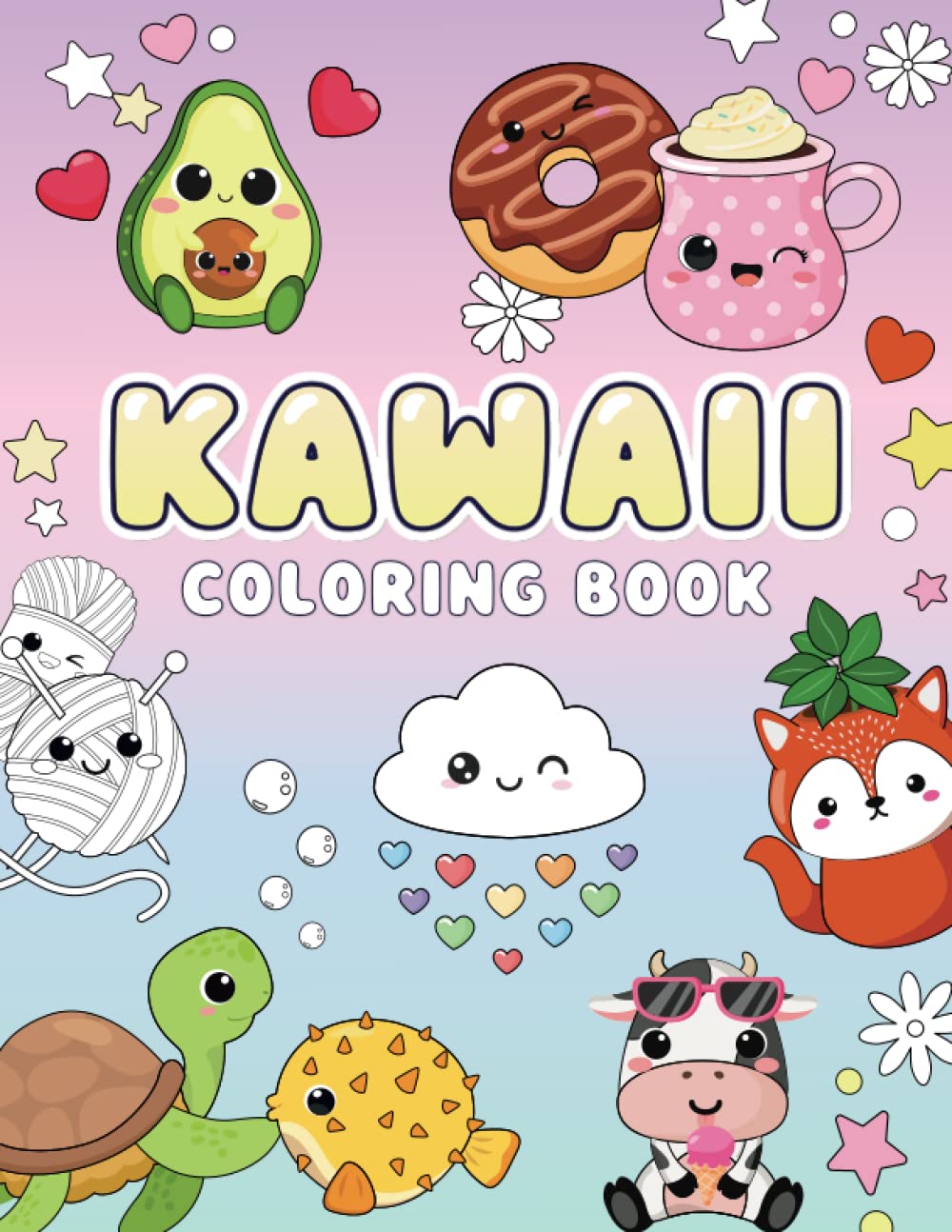 Kawaii Coloring Book: Cute and Easy Coloring pages with Kawaii Animals, Fast Food & Sweet Treats for Kids and Busy Adults (Kawaii Coloring Books, Band 1) Hobbies & Crafts