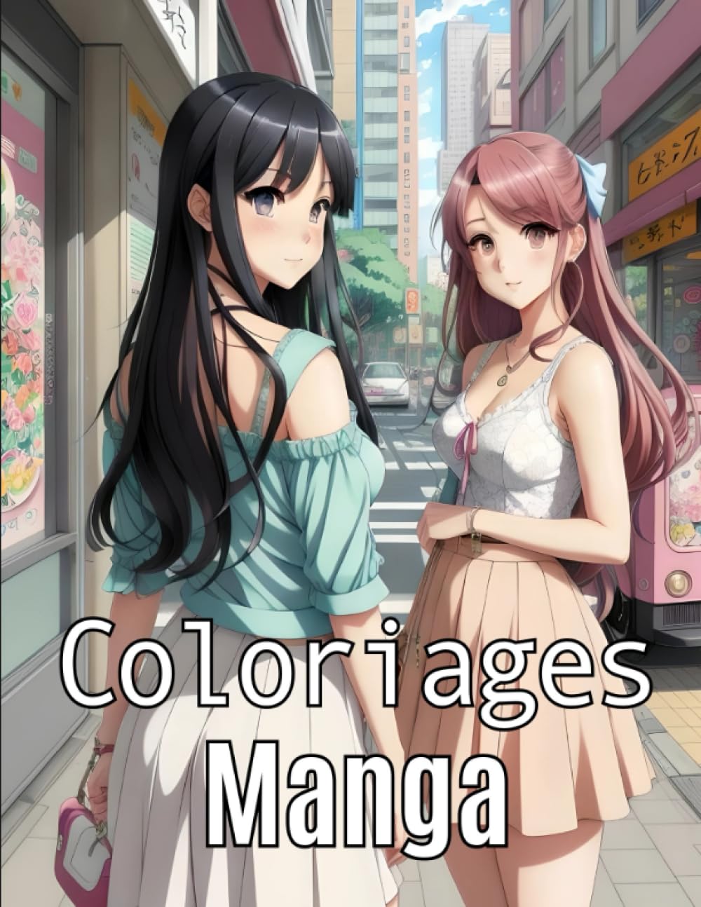 Manga Coloriages: 50 illustrations de femmes version anime à colorier pour ados et adultes book