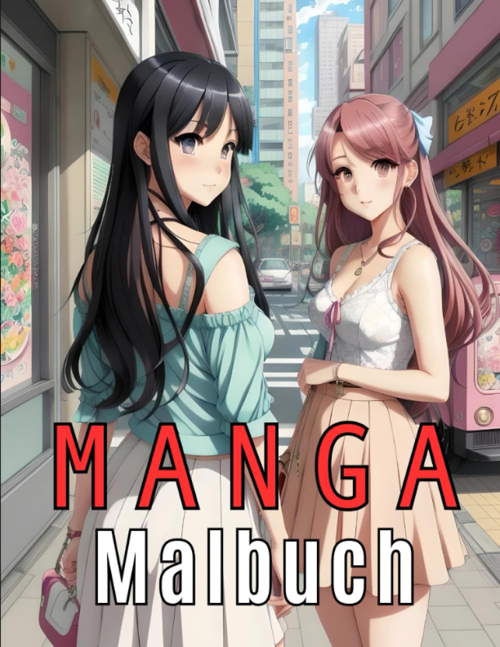 Manga Malbuch: 50 Illustrationen von Anime-Frauen zum Ausmalen für Teenager und Erwachsene Manga