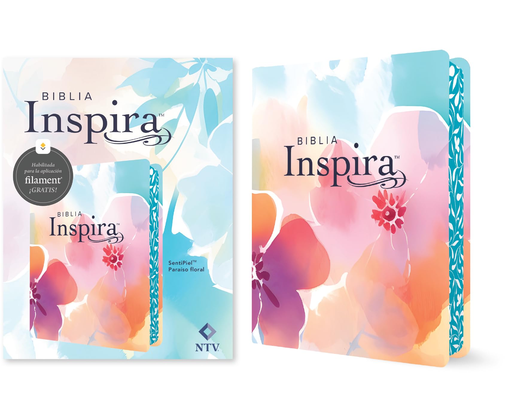 Biblia Inspira NTV con Filament: Sentipiel, Paraíso Floral With Ribbon Marker, Wide Margin Religion & Esotericism