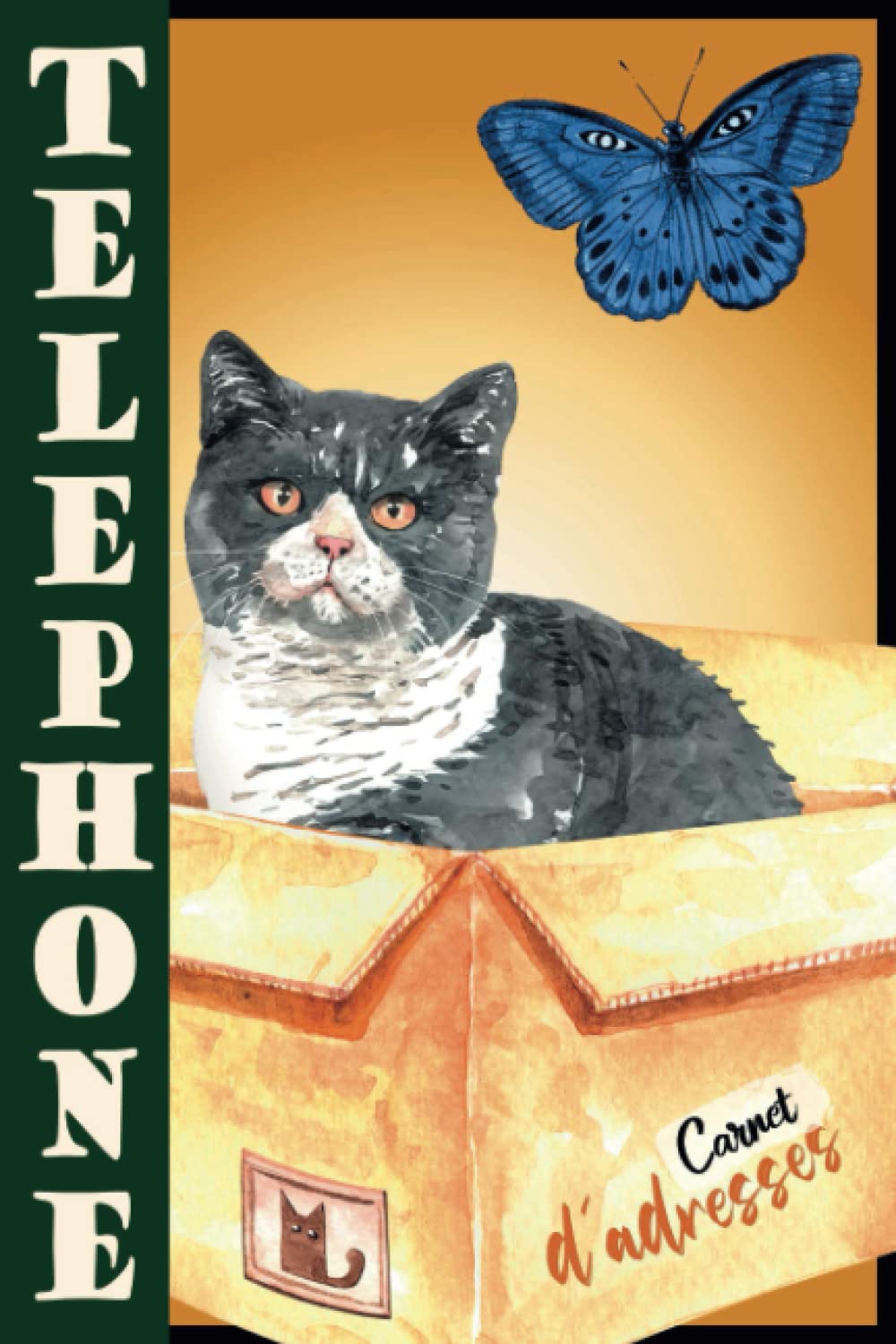 PETIT TELEPHONE: Carnet Adresses Avec Rappel Des Anniversaires | Cadeau Humour Collegue | Couverture Moderne et Originale Chat, Fleurs & Papillon book