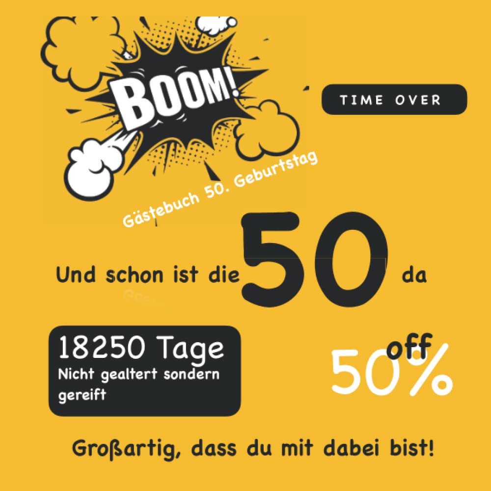 Gästebuch 50. Geburtstag mit Fragen / Lustiges Geschenk für Mann und Frau / Buch für Glückwünsche / Geniale Deko Hobbies & Crafts