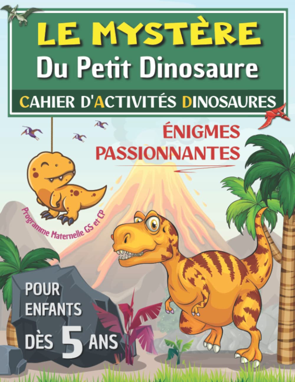 Cahier d'activités DINOSAURES: Carnet de jeux en couleurs de 5 à 7 ans | MS GS CP | labyrinthes , puzzles , mots mêlés , dessins , calculs | Pour les vacances , anniversaires et fêtes Non-fiction