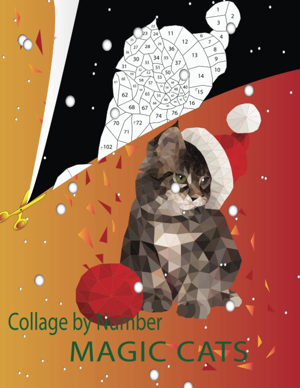 Collage By Number: Collage by Number Magic Cats, Novelty Things To Cut and Collage, Book Cut and Collage Adults !! Manga
