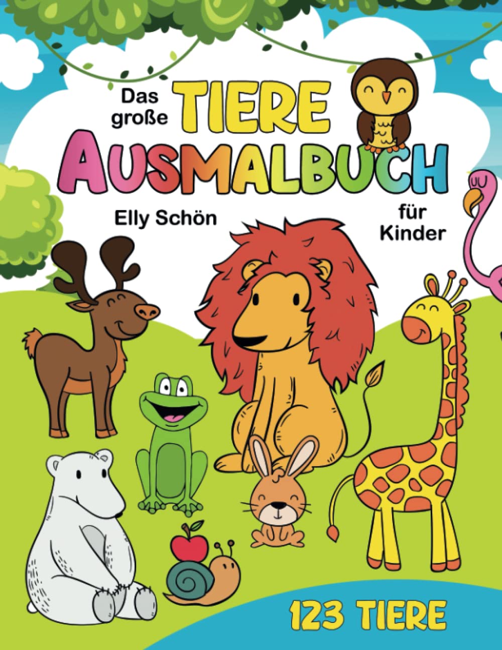 Das große Tiere Ausmalbuch für Kinder. 123 Tiere: Tiere-Malbuch für Kinder. Ausmalbuch für Mädchen und Jungen von 2 bis 4 Jahren. Riesenmalbuch Tiere. Malbücher für Kinder ab 2 bis 4. Pop culture Books