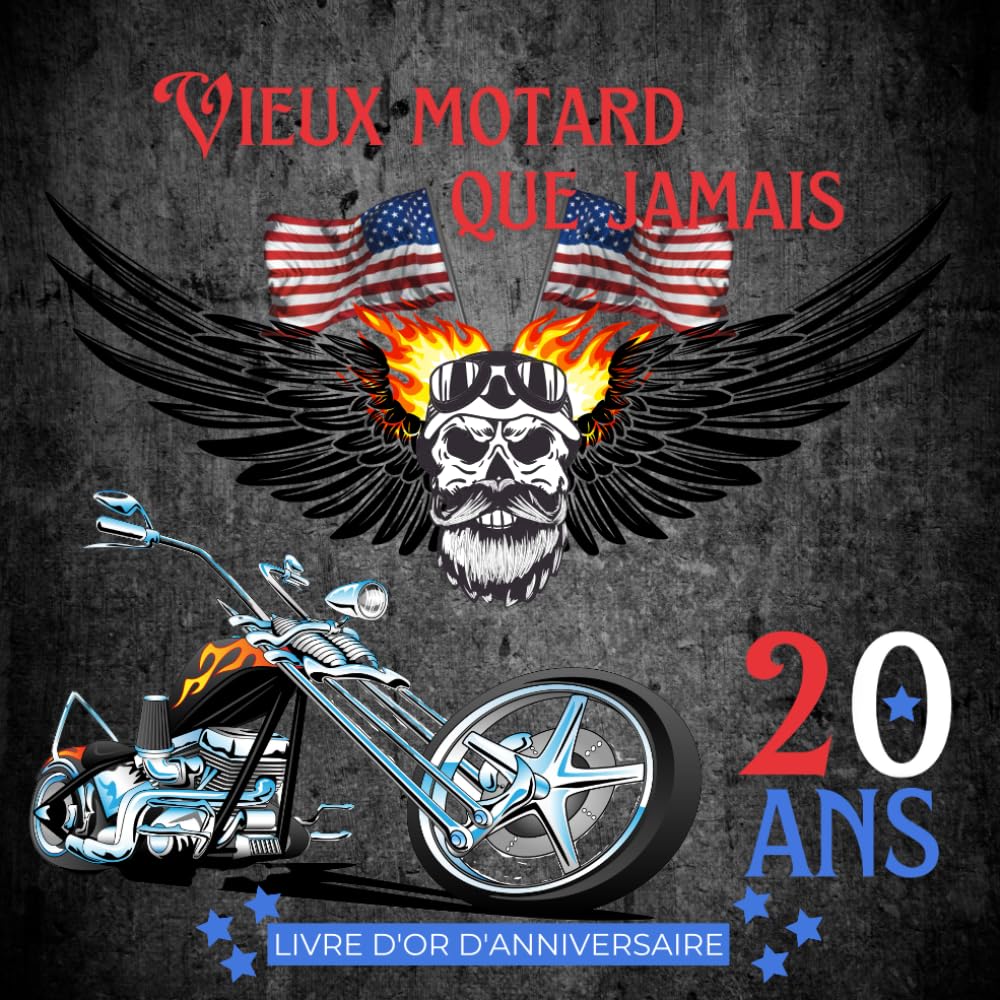 Livre d'or d'anniversaire - 20 ans: Souvenir d'anniversaire pour homme ou garçon - thème moto custom book