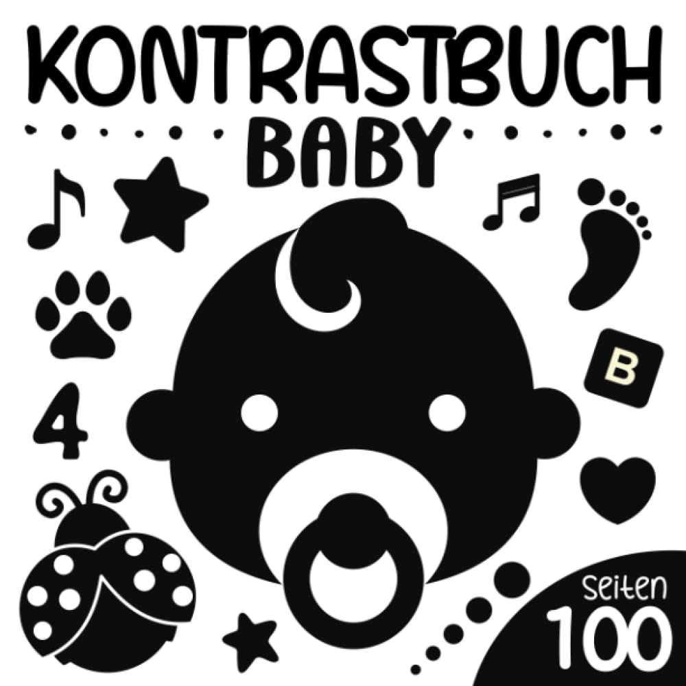 Kontrastbuch Baby: Schwarz Weiß Buch Baby - Fokus Buch Baby - 100 Kontrastbilder, kontrastkarten baby für Jungen & Mädchen Study Guides