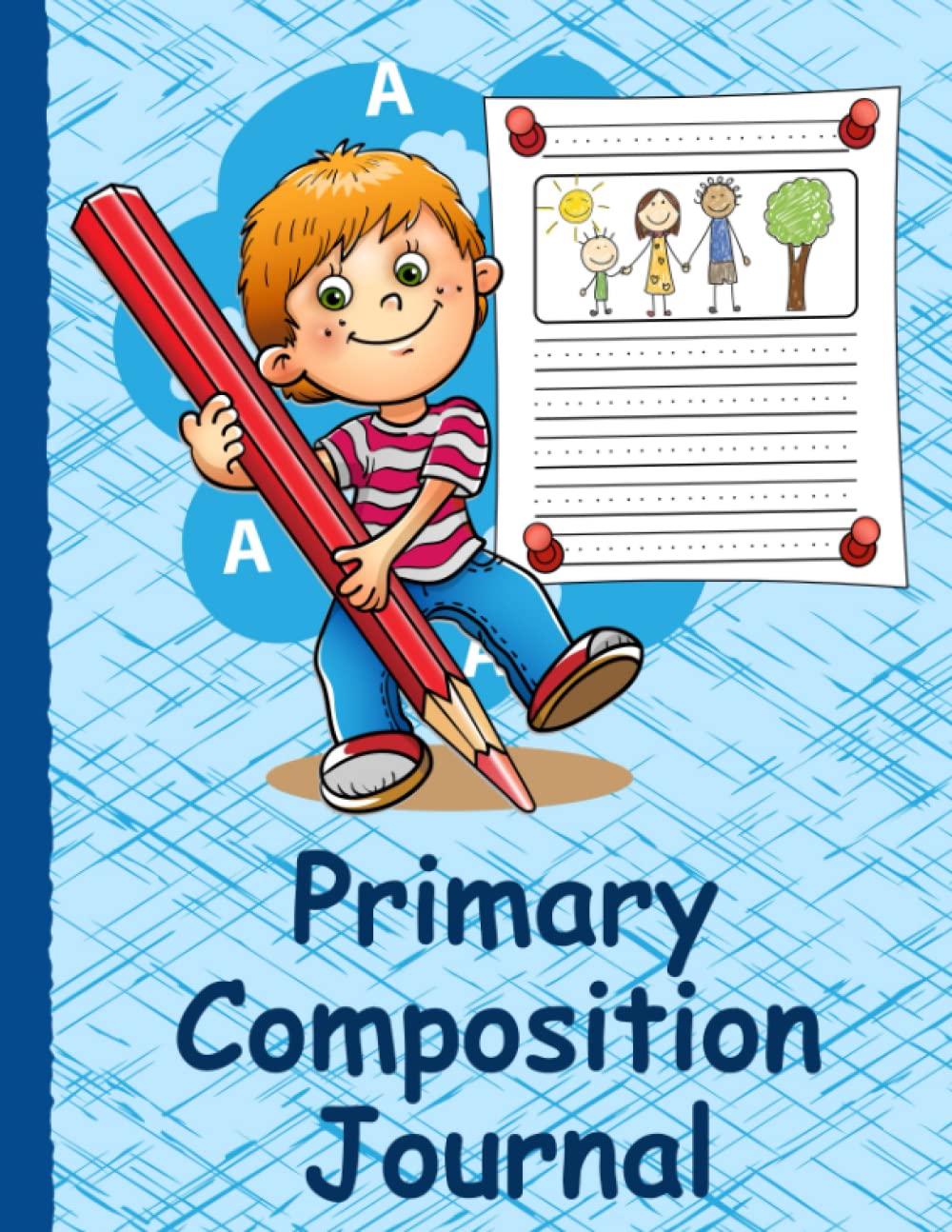 Primary Composition Journal for Boys: Early creative story pages with five double lines and picture box for kindergarten or children in grades 1, 2 or 3 Learning & Reference