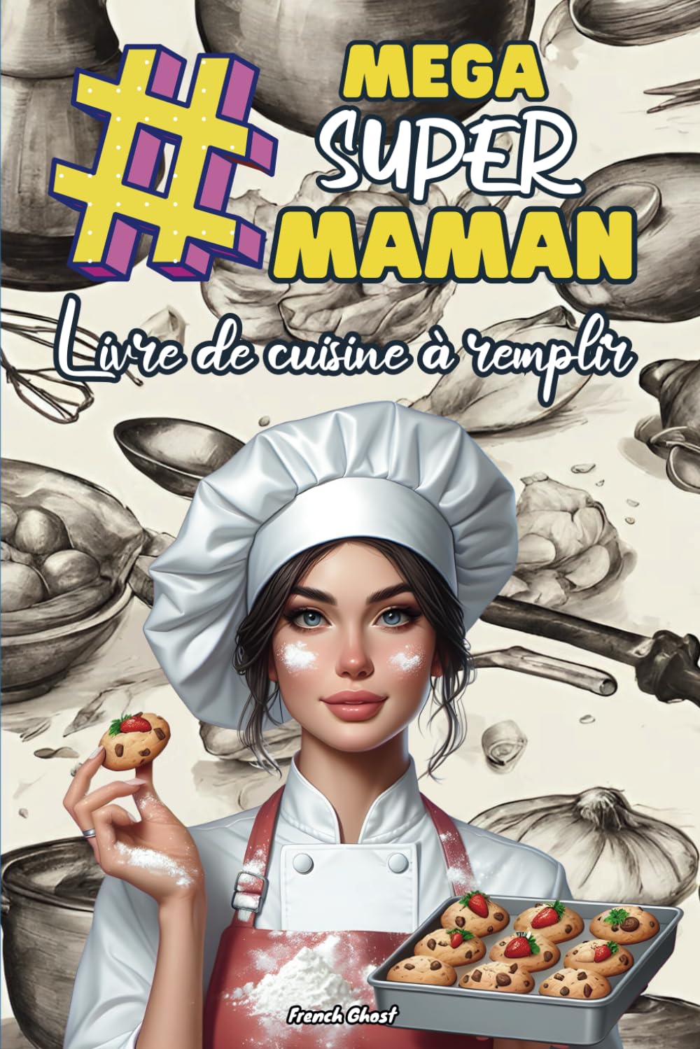 Livre de cuisine à remplir bonne fête maman | #Mega Super Maman: cahier de recettes à compléter soi même | A offrir en cadeaux à une maman cuisinière book