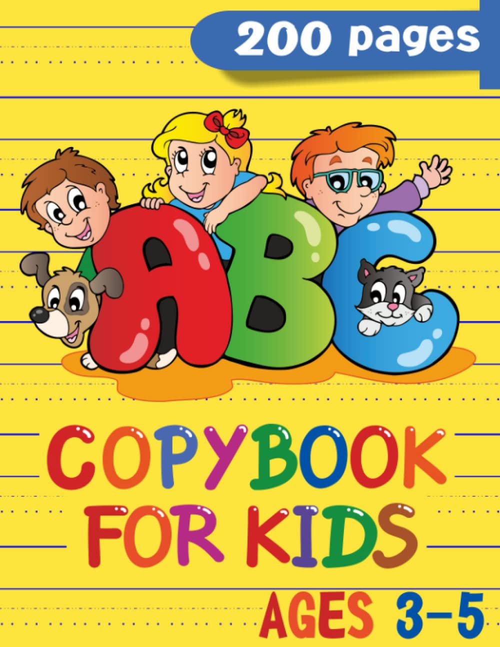 Copybook for Kids Ages 3-5 - Wide Lines: 200 blank writing pages with specially dotted grid-line for children in pre-K Learning & Reference