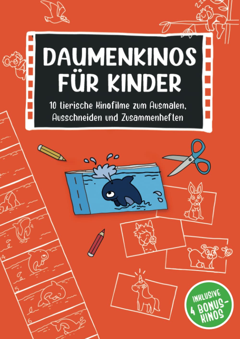 Daumenkinos für Kinder | 10 Kinofilme zum Ausschneiden, Ausmalen und Zusammenheften: Das tierische Bastelbuch ab 6 Jahre - mit Lamas, Einhorn, ... (Daumenkinos für Kinder zum Selbermachen) Hobbies & Crafts
