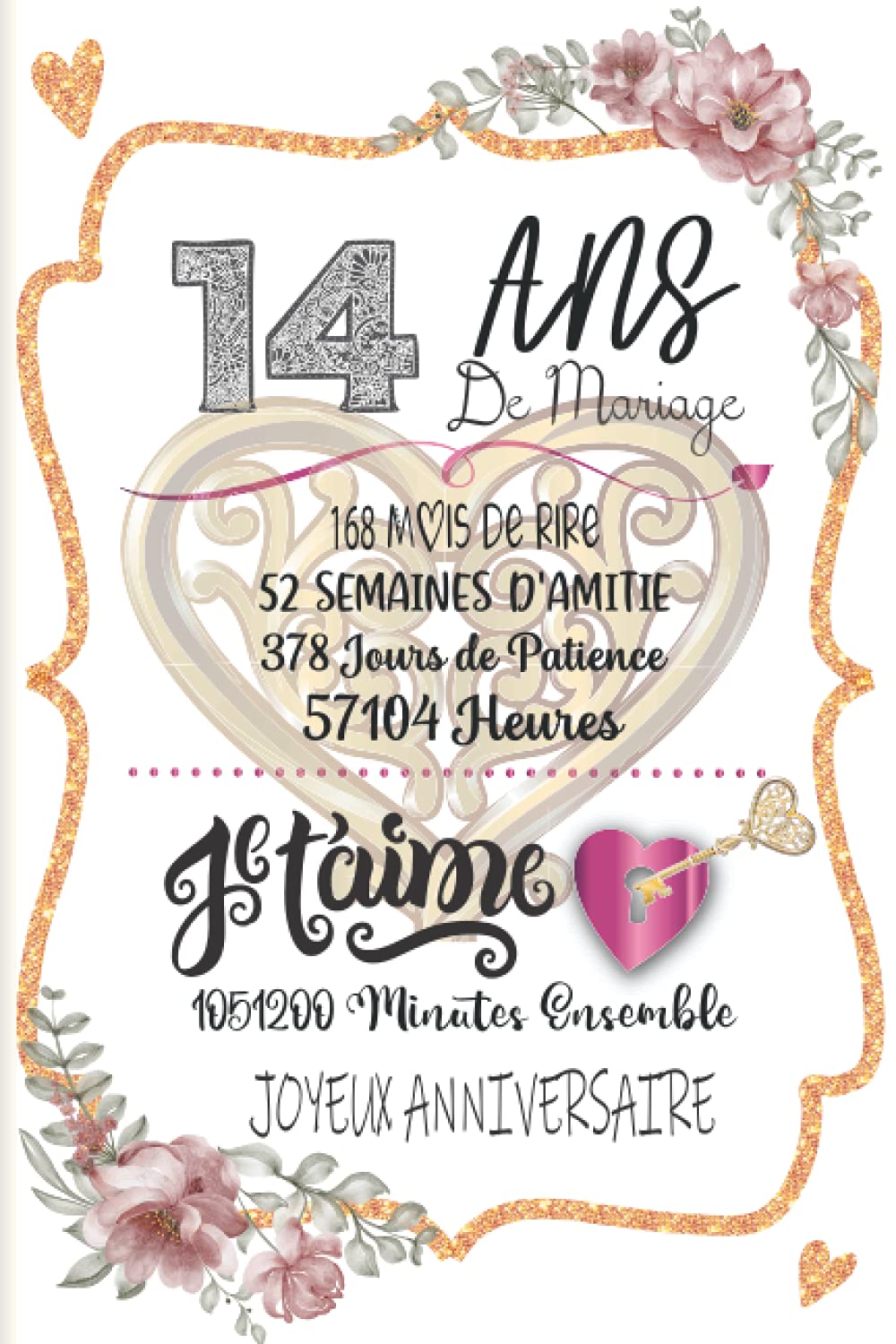 14 Ans De Mariage: Cadeau de mariage pour les couples les hommes, femmes et filles 100 pages finition mate 6x9 pouces book