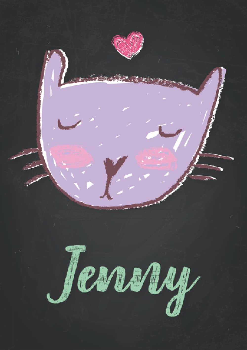Jenny: Carnet de notes A5 | Prénom personnalisé Jenny | Cadeau d'anniversaire pour fille, femme, maman, copine, sœur | Dessin de chat mignon | 120 pages lignée, Petit Format A5 (14.8 x 21 cm) book