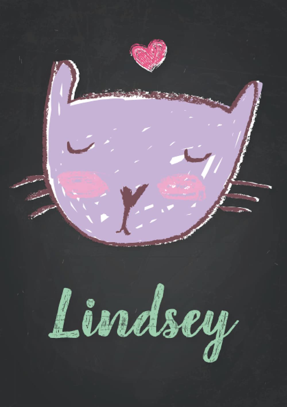 Lindsey: Carnet de notes A5 | Prénom personnalisé Lindsey | Cadeau d'anniversaire pour fille, femme, maman, copine, sœur | Dessin de chat mignon | 120 pages lignée, Petit Format A5 (14.8 x 21 cm) book