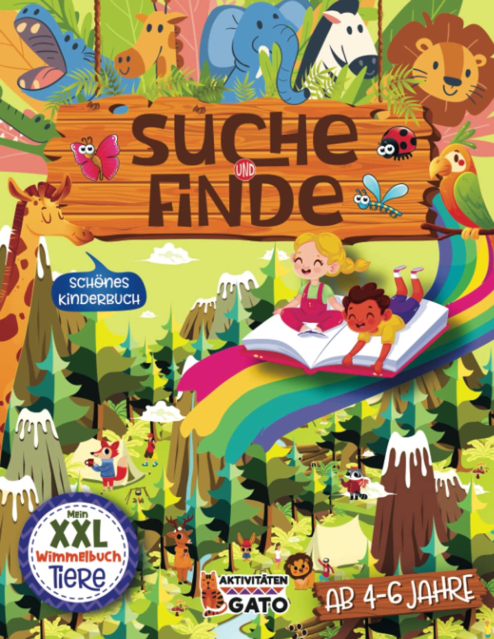 Wimmelbuch ab 4 jahre Tiere: Suche und finde buch Lustige Tiere im Herbst, Winter, Frühling, Sommer, Kinderbuch groß spielebuch 4, 5 und 6 Jahren ... großen Such- und Finde-Herausforderungen) Tiptoi & Games