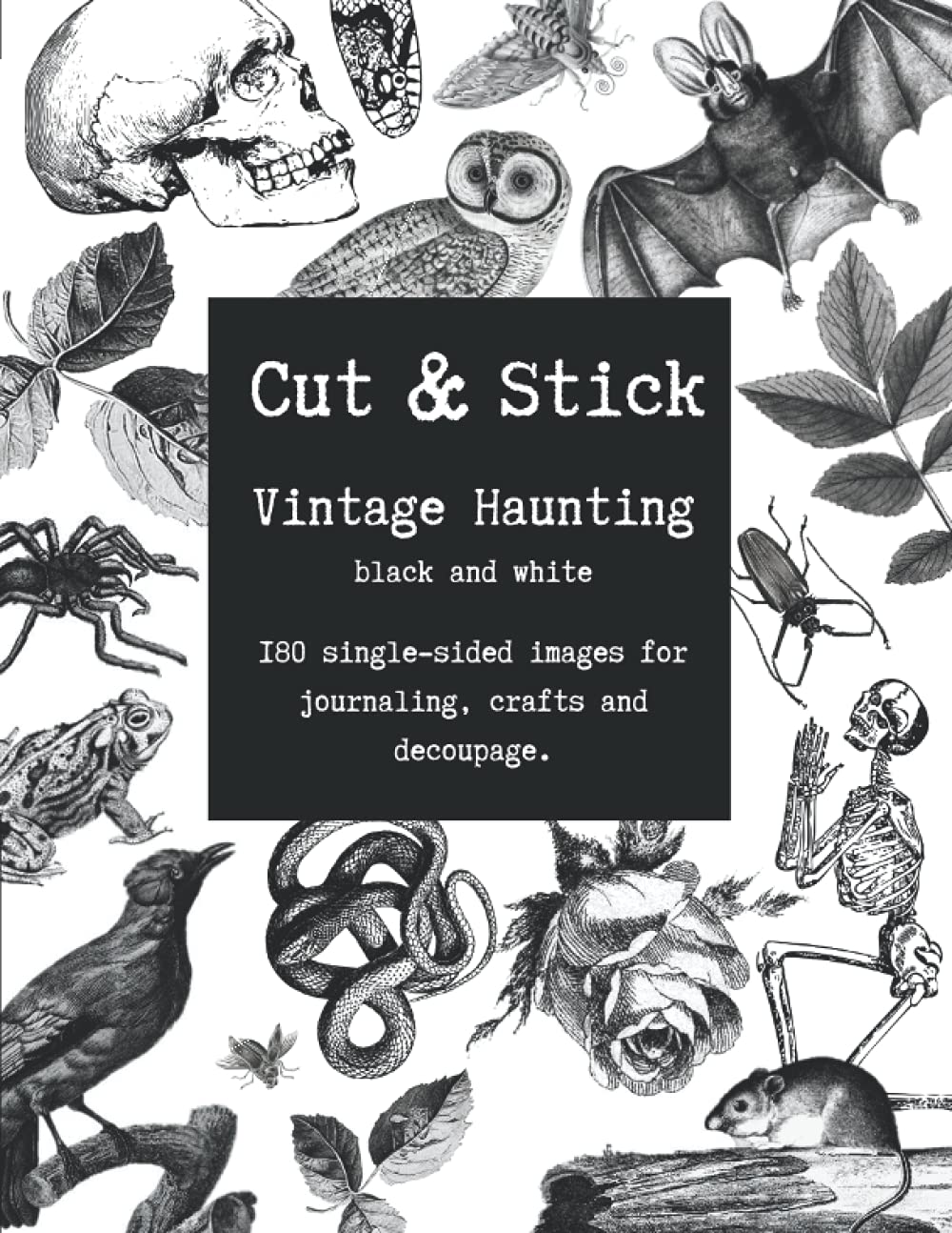 Cut & Stick 'Vintage Haunting' Black and White Ephemera Collage Book: 180 embellishments to cut out for scrapbooking, decoupage, crafts, junk and bullet journaling Hobbies & Crafts
