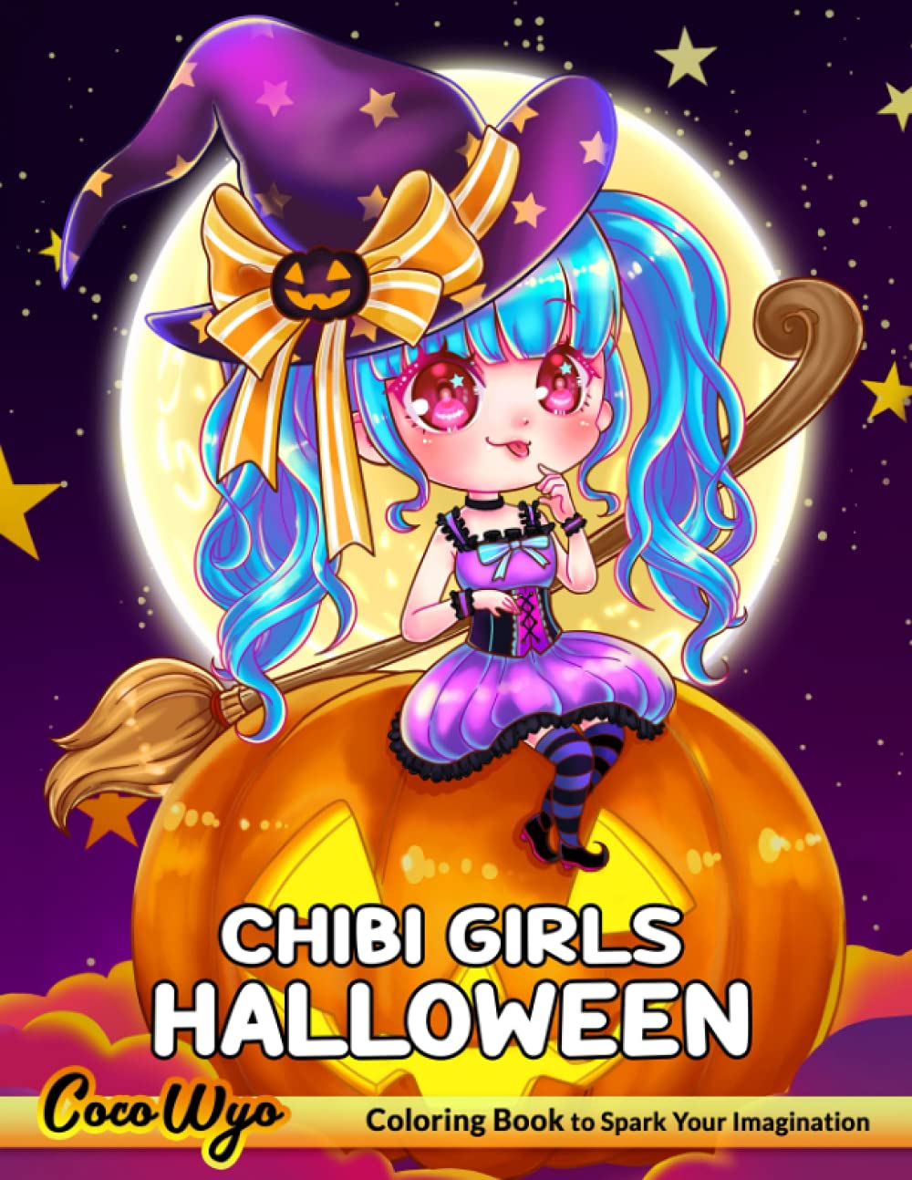 Chibi Girls Halloween Coloring Book: Kawaii Coloring Book Features Lovable Cute Chibi Girl With Halloween Witch Candy Boo Pumpkin Books
