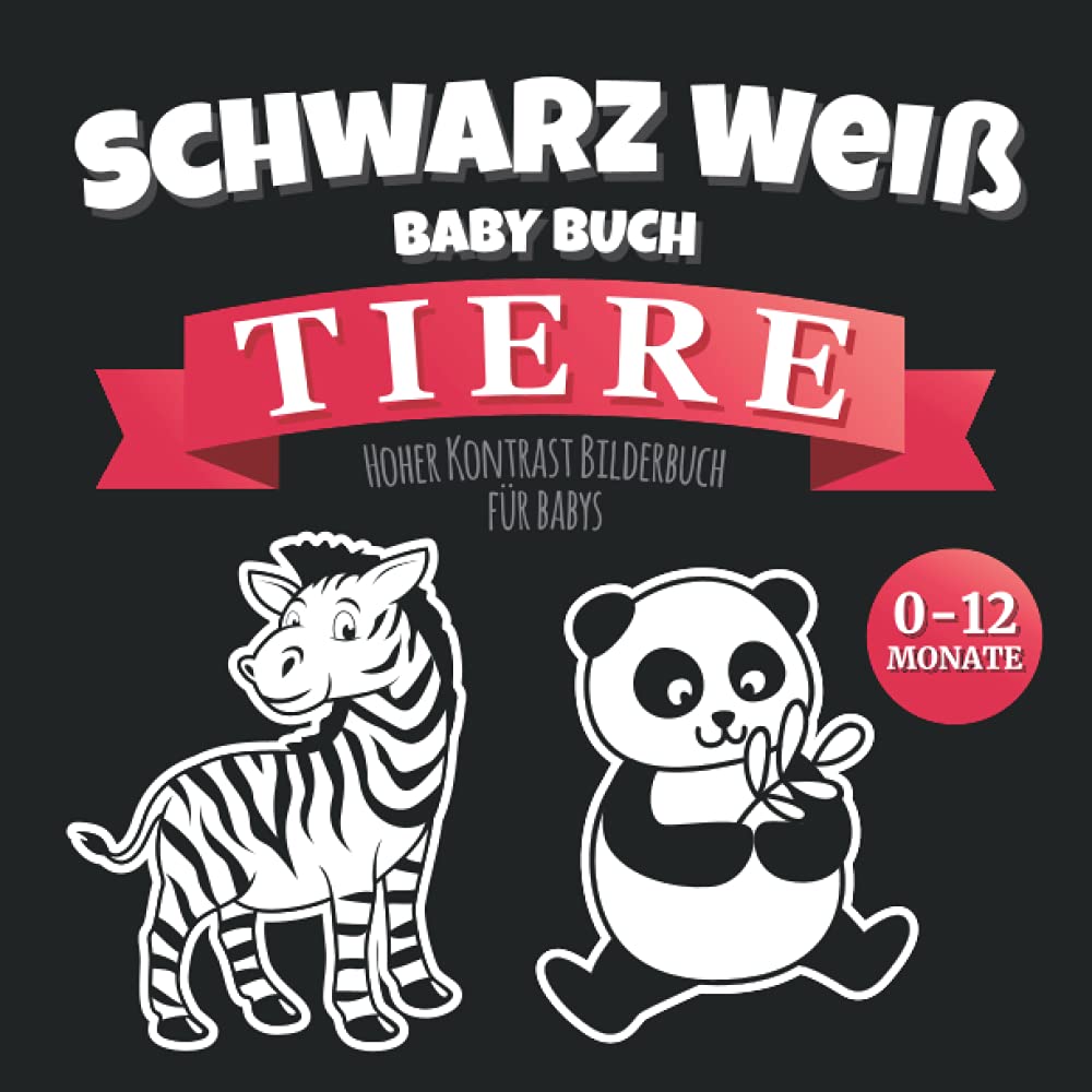Schwarz Weiß Baby Buch Tiere: Kontrastbuch für Neugeborene Visuelle Stimulation | Hoher Kontrast Bilderbuch | Geschenk für Baby, Kinder, Geburt, Baby Shower, Kleinkinder Mädchen Junge 0 3 6 12 Monate Parents & Children