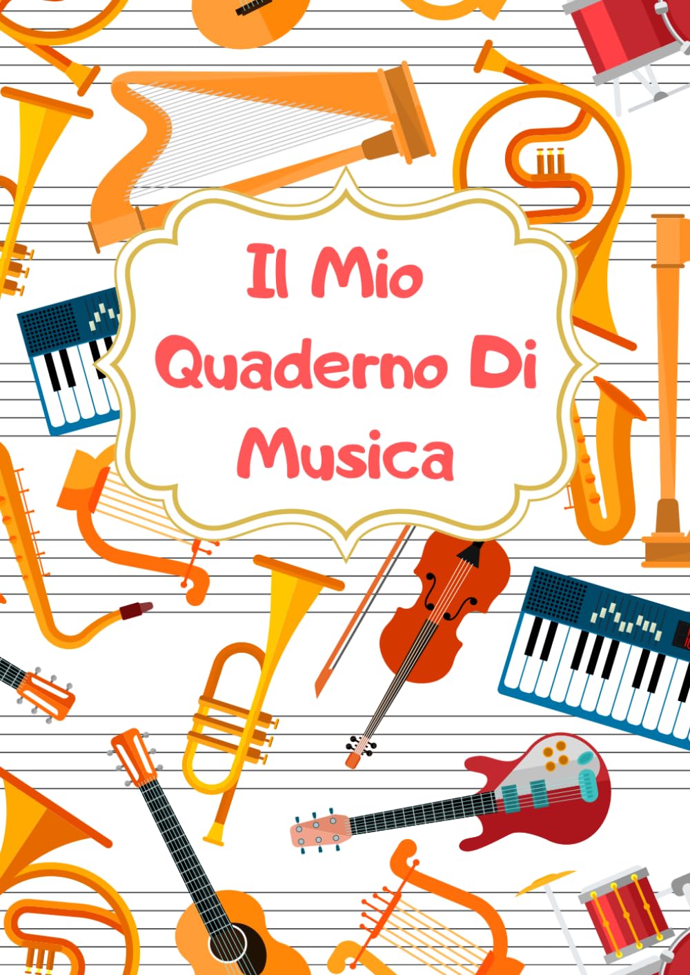 Il mio quaderno di musica pentagrammato: per bambini, formato grande, 6 pentagrammi per pagina con pentagramma grande Arts & Music