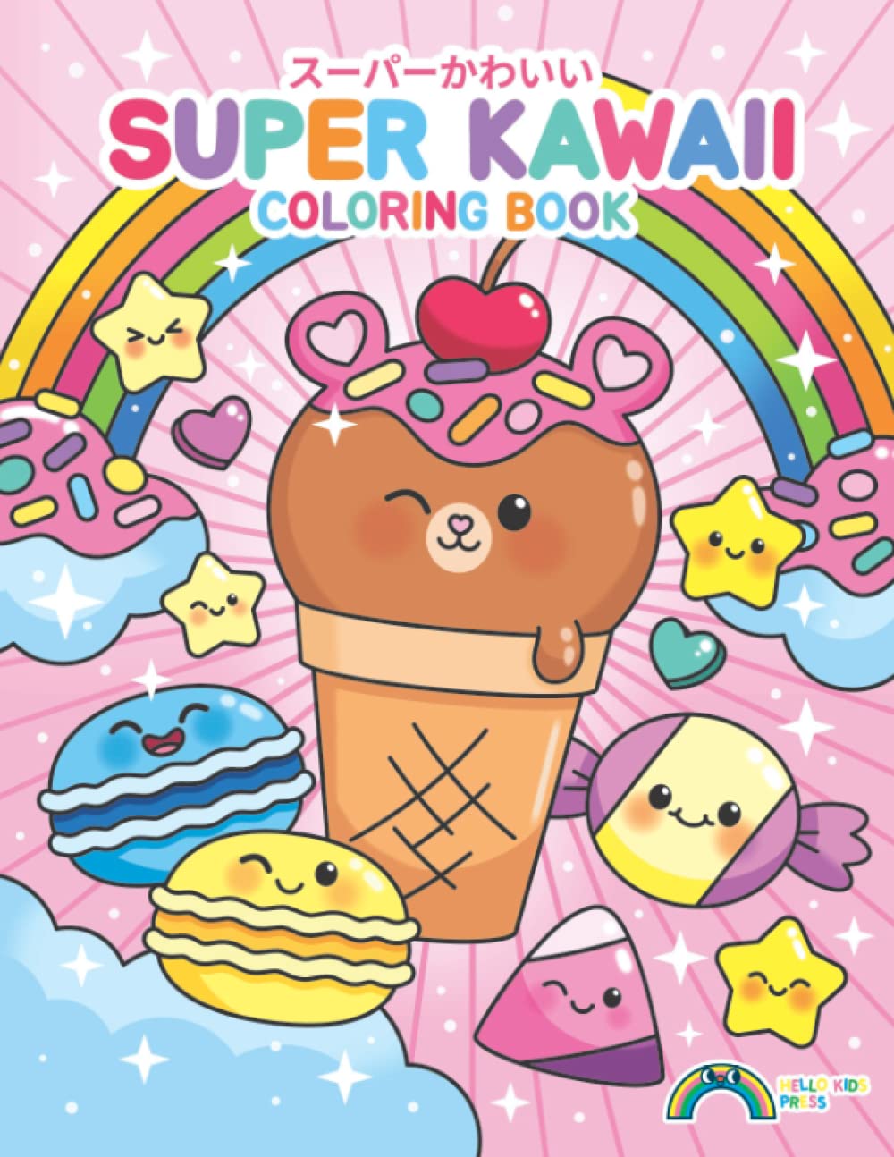 Super Kawaii Coloring Book For Kids of All Ages!: 30 Cute Candies and Dessert-themed illustrations. Manga
