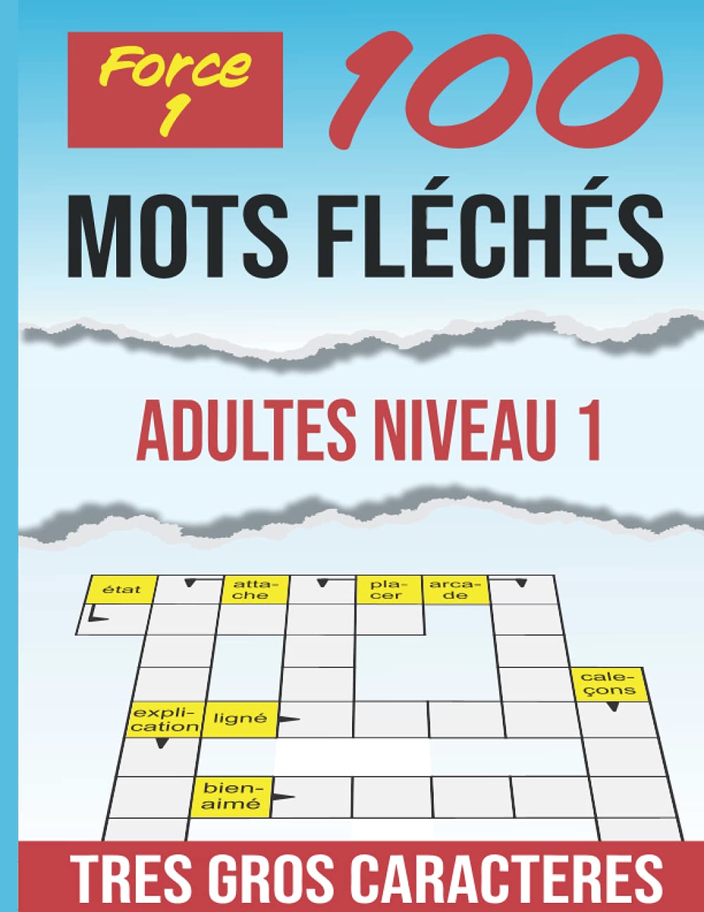 Mots Fléchés Adultes Niveau 1: TRES GROS CARACTERES | Adultes Force 1 | Plus de 900 mots | Stimulant, amusant et anti-stress. Idée cadeau original. Leisure & Fun