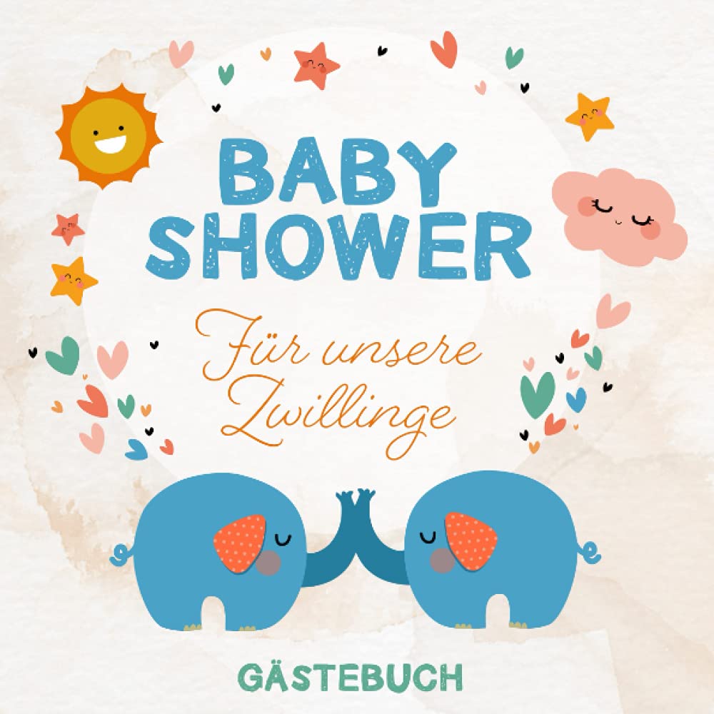 BABY SHOWER FÜR ZWILLINGE ✦ GÄSTEBUCH: Babyparty für Zwillinge ✦ Mit Farbe ✦ Erinnerungsalbum Parents & Children